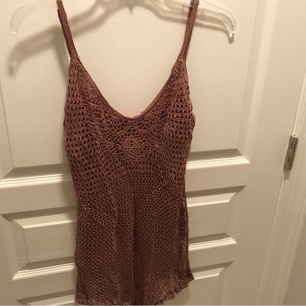 Say What? Brown Crochet Top. NWT.  Tag reads XL but is more a Small to Medium.
